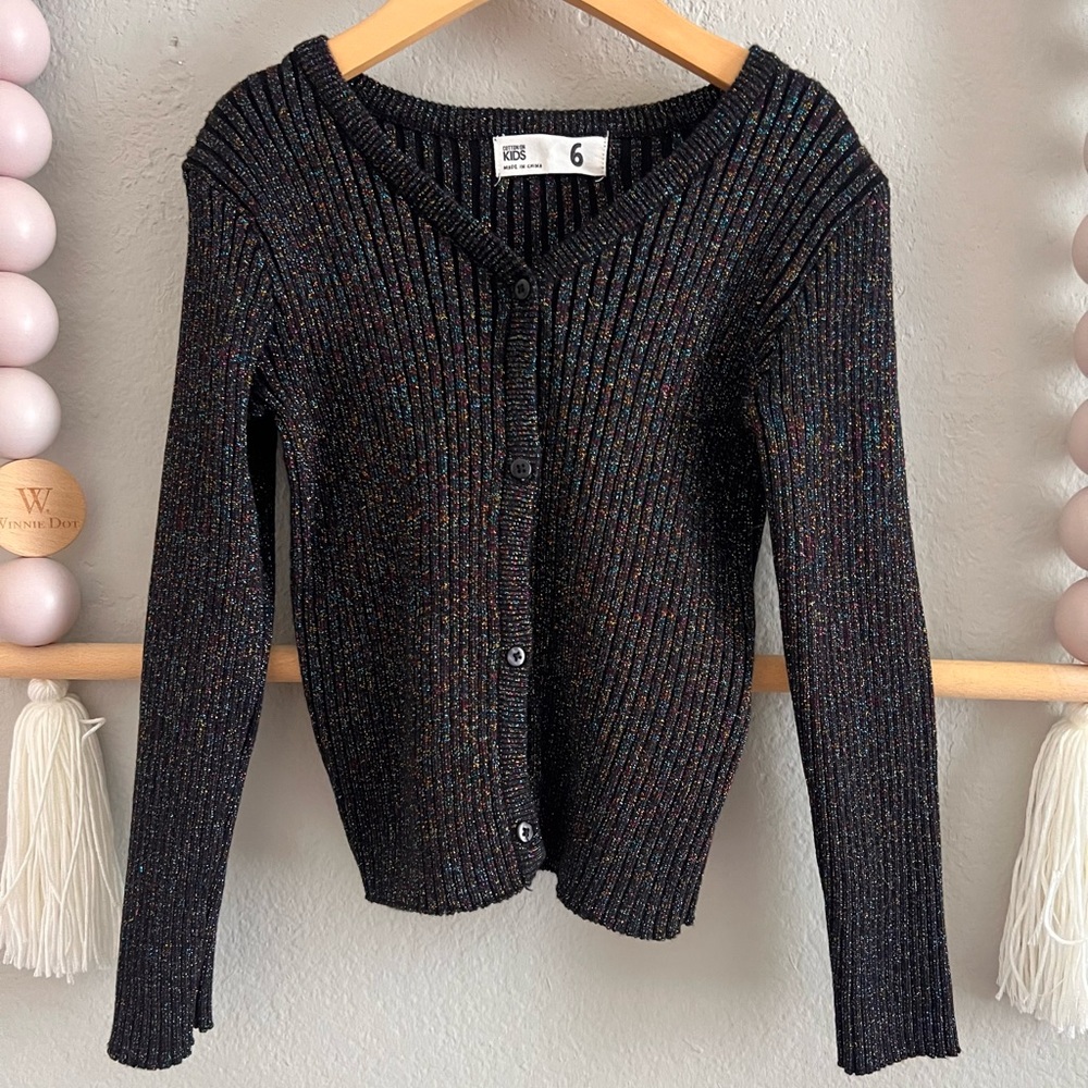 Cotton On Sparkly Black Ribbed Cardigan